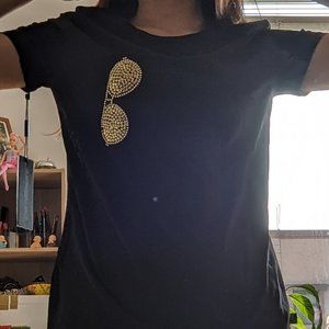 black karl lagerfeld glasses t-shirt XS